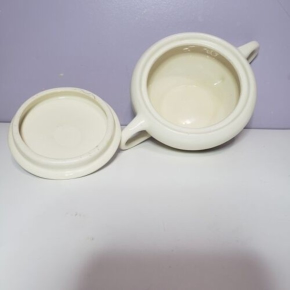 Sugar Bowl w Lid Wheat Pattern Gold Gild Handles Creme / Off White ( 2.25 ×7" ) - Picture 6 of 15